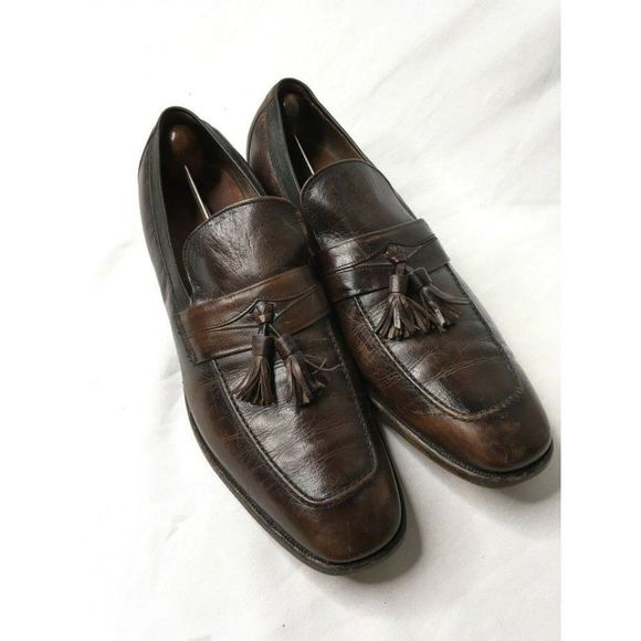 Allen Edmonds "Biscayne" cordovan leather tasseled dress loafers shoe brown US13 - Picture 4 of 16